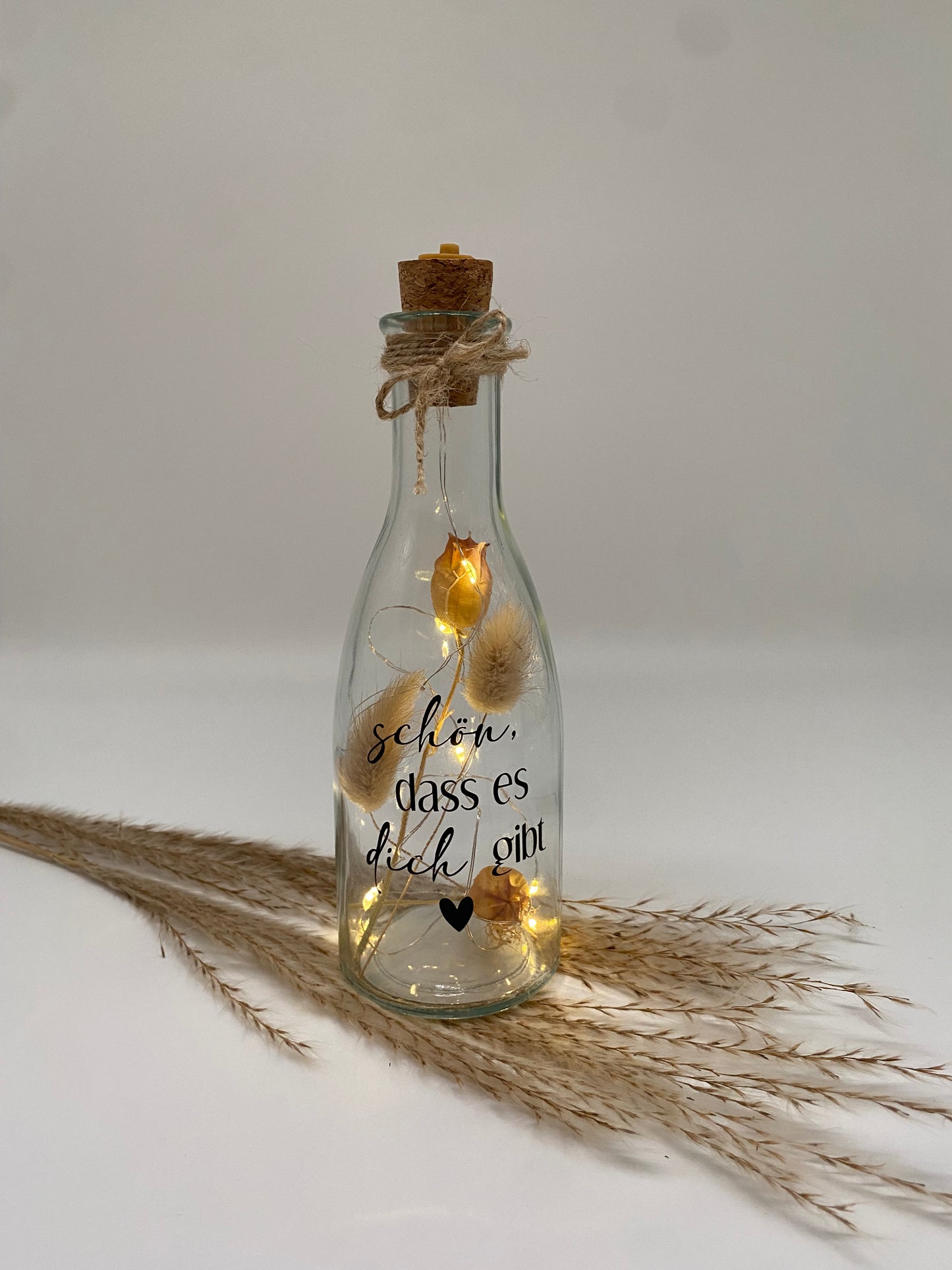 Lichtflasche mit Trockenblumen * Flower bottle * Flaschenlicht * Leuchtflasche * Trockenblumen