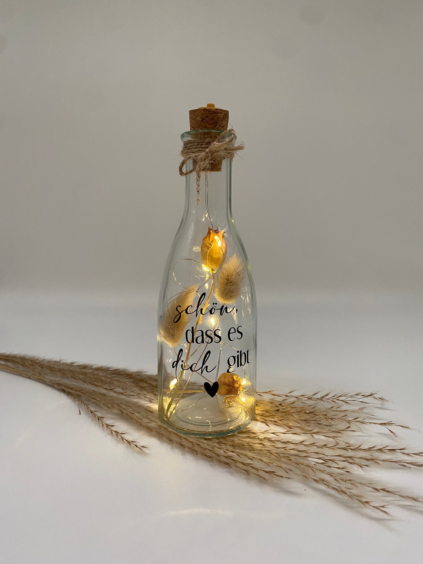 Lichtflasche mit Trockenblumen * Flower bottle * Flaschenlicht * Leuchtflasche * Trockenblumen