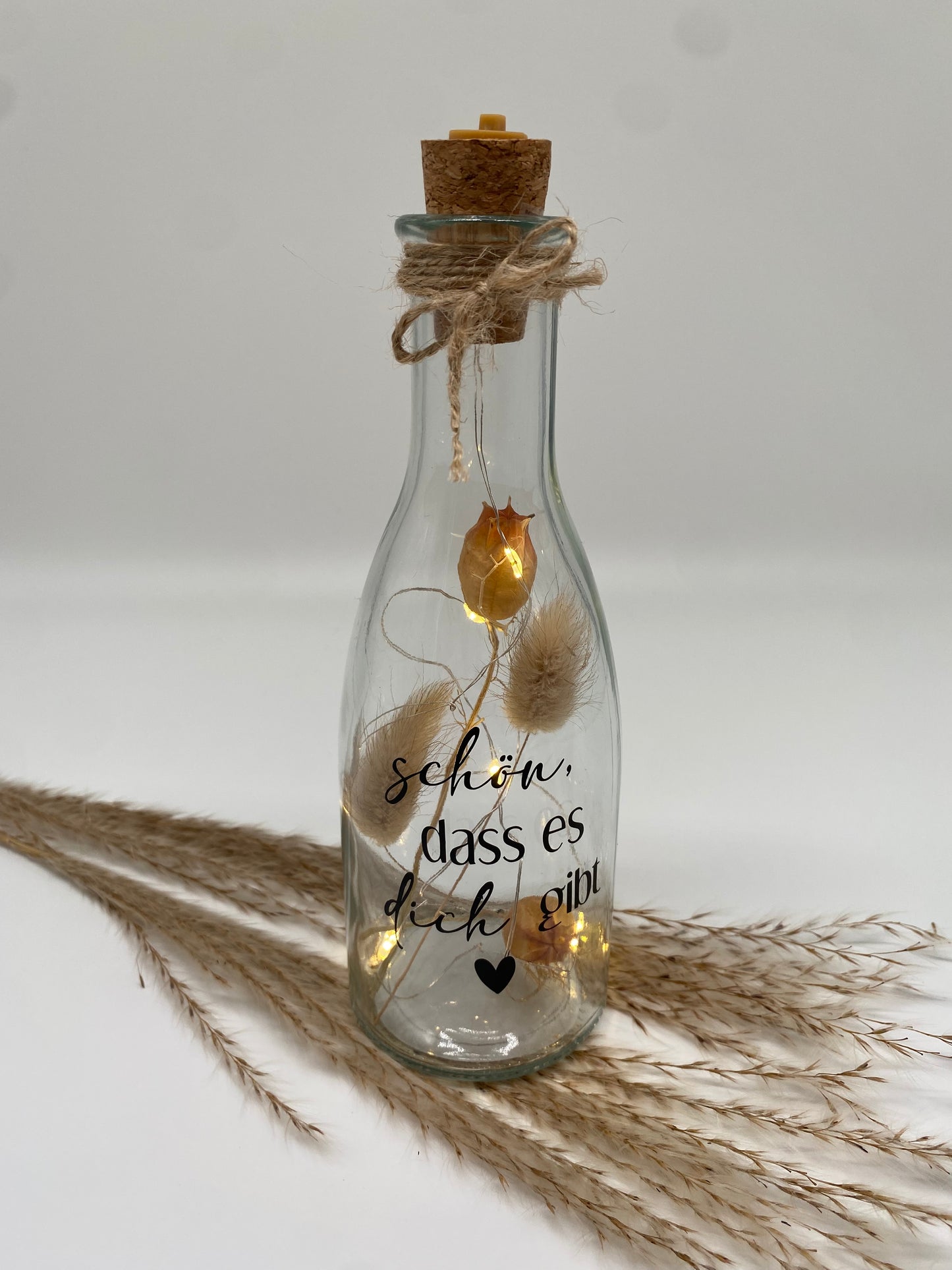 Lichtflasche mit Trockenblumen * Flower bottle * Flaschenlicht * Leuchtflasche * Trockenblumen