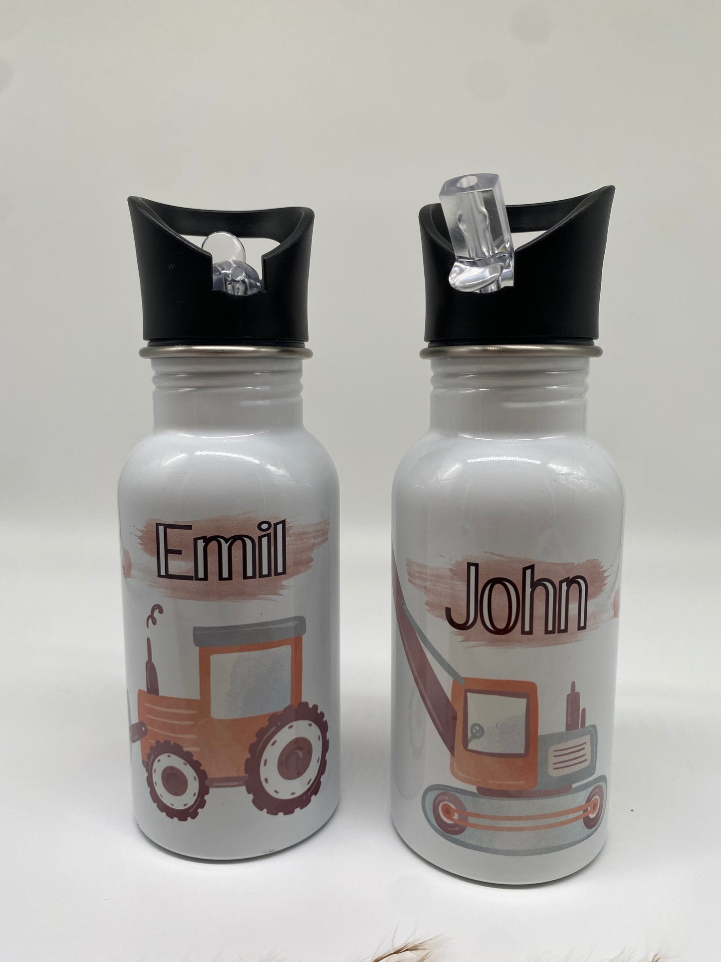 Personalisierte Trinkflasche * Kindertrinkflasche * Baustelle * Baustellenfahrzeuge * Jungs *