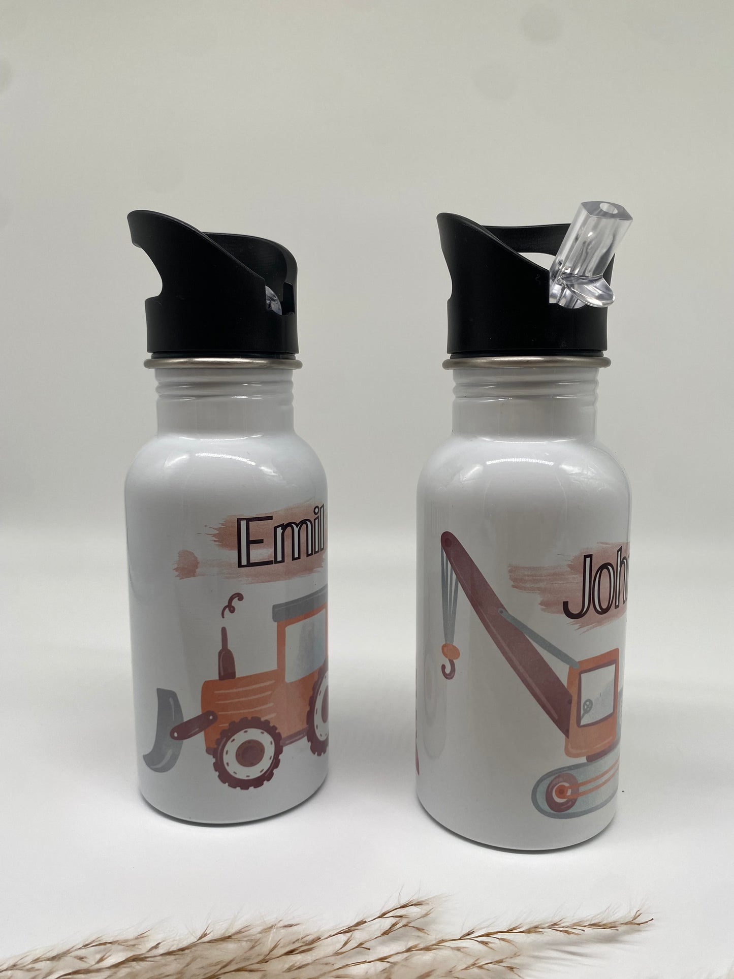 Personalisierte Trinkflasche * Kindertrinkflasche * Baustelle * Baustellenfahrzeuge * Jungs *